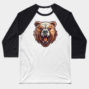 Angry grizzly bear head, ferocious predator Baseball T-Shirt